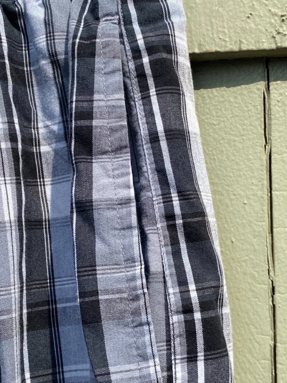 Men XL 40-42in Hanes Tagless Woven Stretch Plaid Pajama Lounge Pants Grey Black